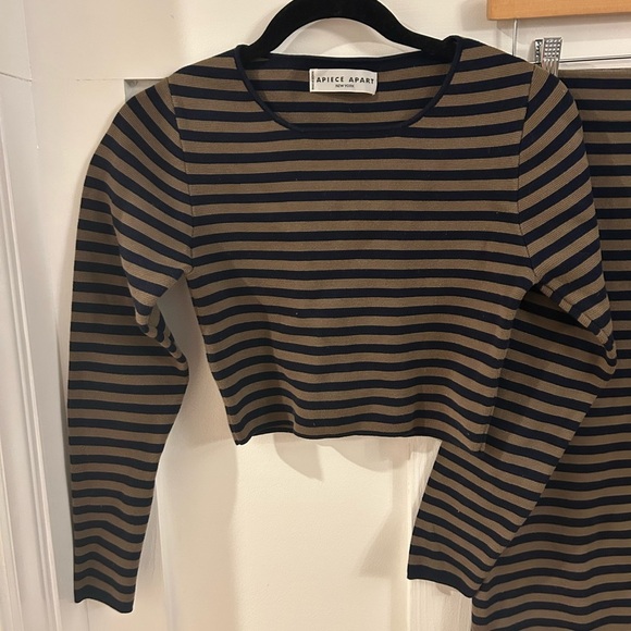 Apiece Apart Stripe knit stretchy cropped skirt set - Picture 2 of 9